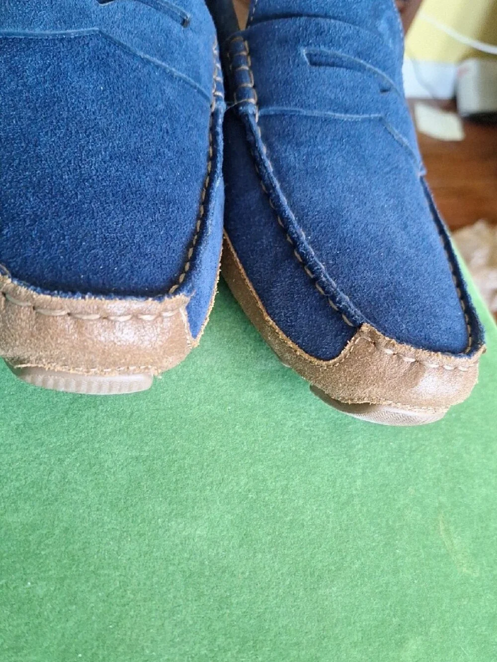 Cole Haan Blue Suede Penny Loafers
